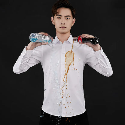 BROWON Brand Men Shirt Business Hydrophobic Material Long Sleeve