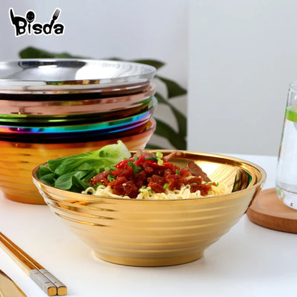 Stainless Steel Soup Bowl Gift Double Layer Anti-Scalding Tableware