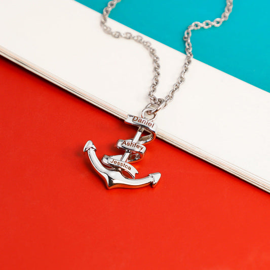 Custom Name Engraved Anchor Necklace