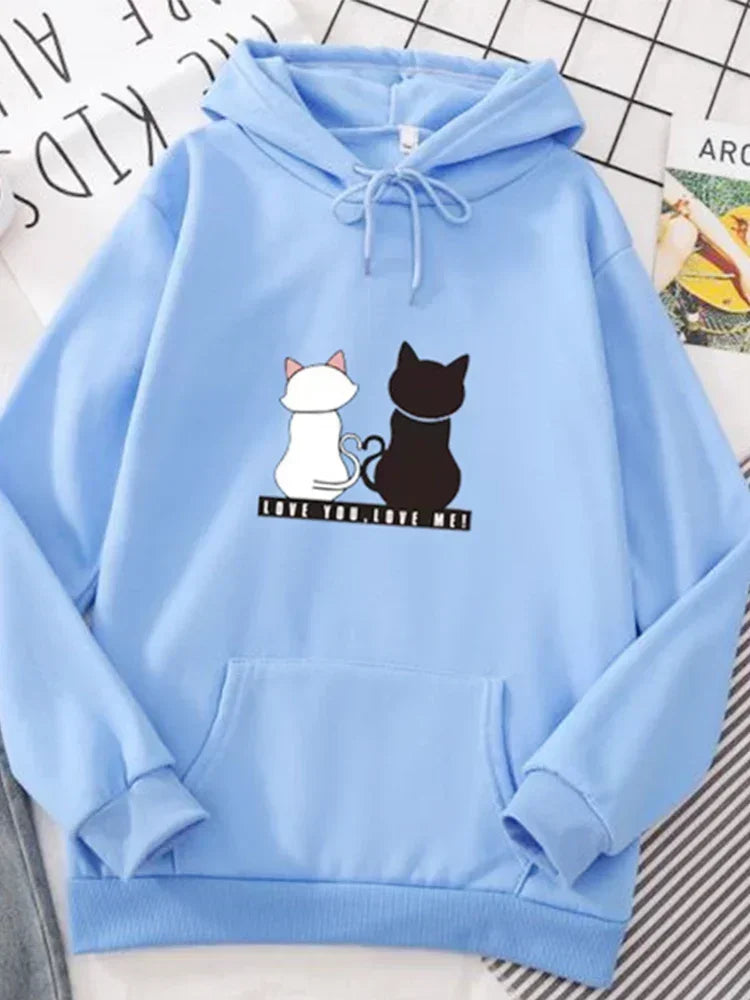 Streetwear Hoodies Long Sleeve Hoodies Harajuku Hoodie Cute Cat Print Sweatshirt