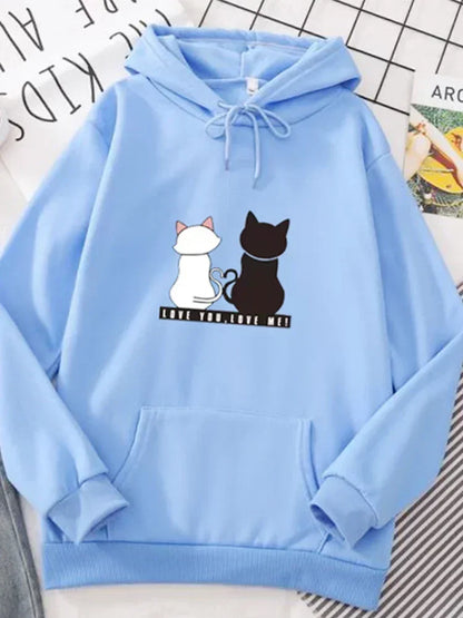 Streetwear Hoodies Long Sleeve Hoodies Harajuku Hoodie Cute Cat Print Sweatshirt