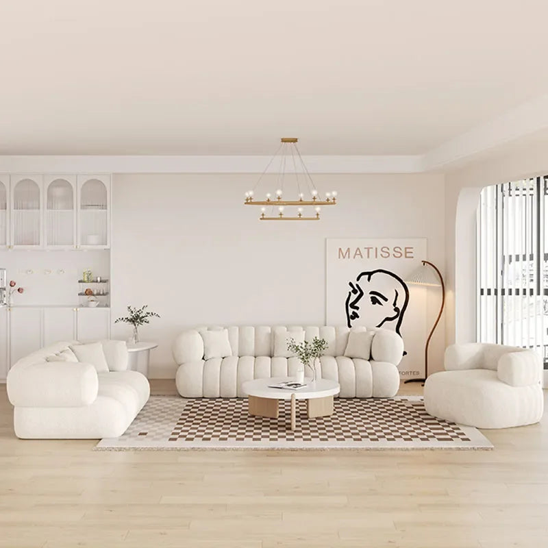 Minimalist White Sofa Children Couples Puff Relaxing Sofas Living Room Furniture