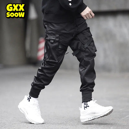 Men Multi-Pocket Elastic Waist Design Harem Pant Men Streetwear Punk Hip Hop