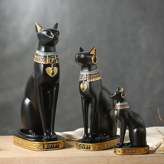 Resin Bastet Cat Crafts Egyptian Cat Figurine Animal Desktop Decoration