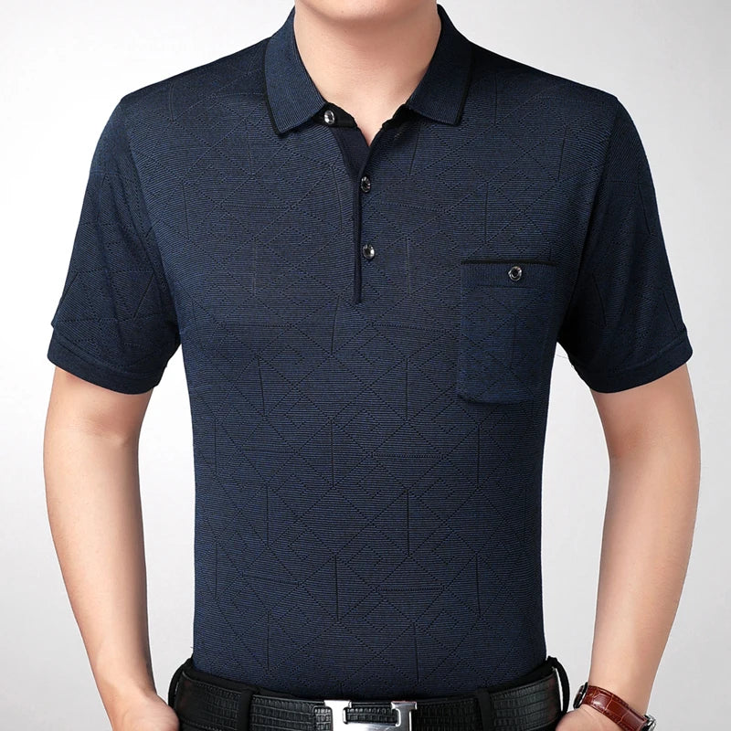 2022 Real Pocket Bodybuilding Short Sleeve Polo Shirt Men Argyle Polos