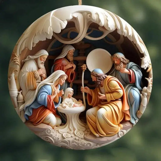 Flat Jesus Nativity Scene Ornament Nativity Christmas Christian Tree Ornament