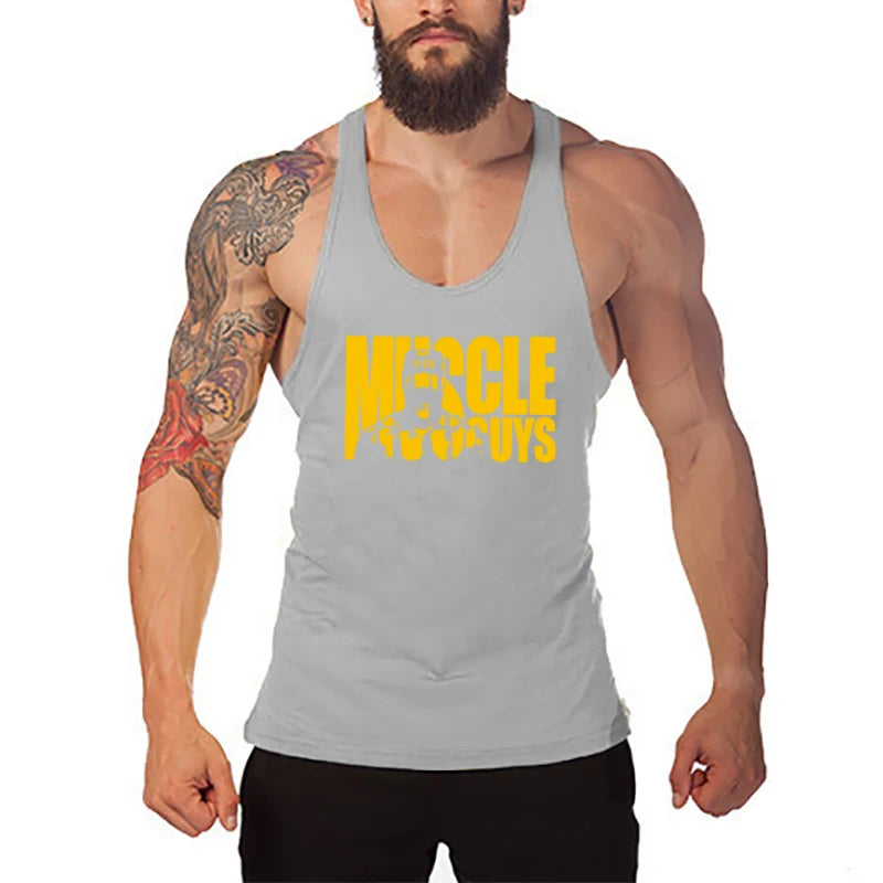 MACHINEFITNESS Summer Bodybuilding Muscle Vest Fitness Brand Tank Tops Men