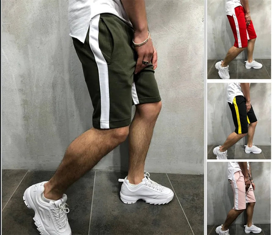 Wholesale Sport Jogger Shorts  Patchwork Stripe Side Casual Mens Shorts Half