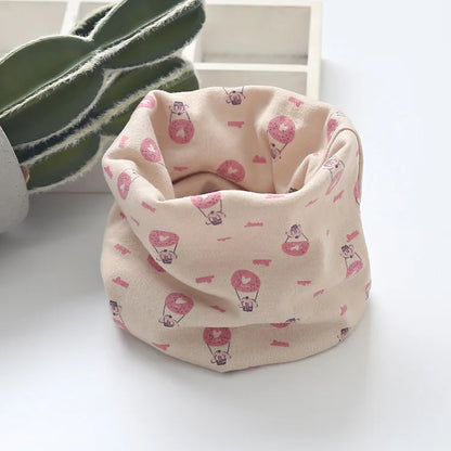 Korean Cotton Children's Scarf LIC Printed Cartoon Plaid Ring