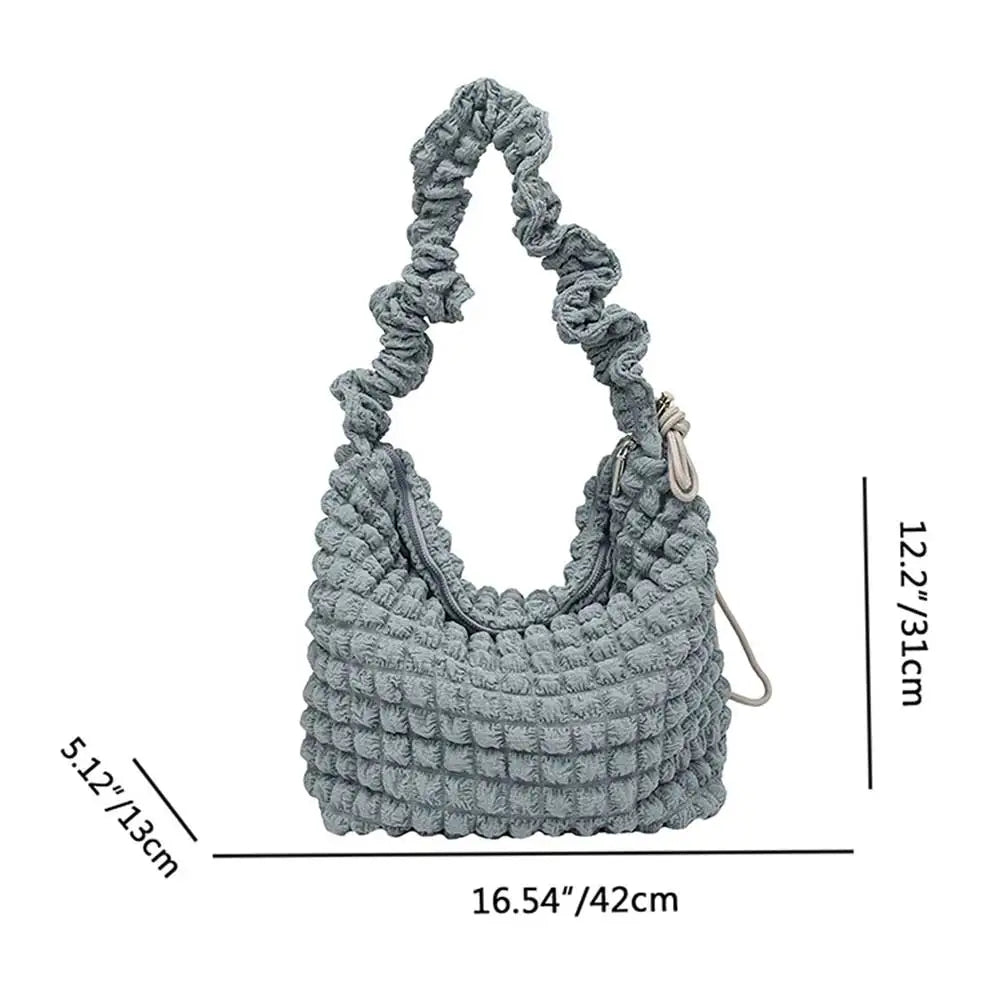 Women Shoulder Bags Cute Pleated Bubbles Handbags Large Capacity Female