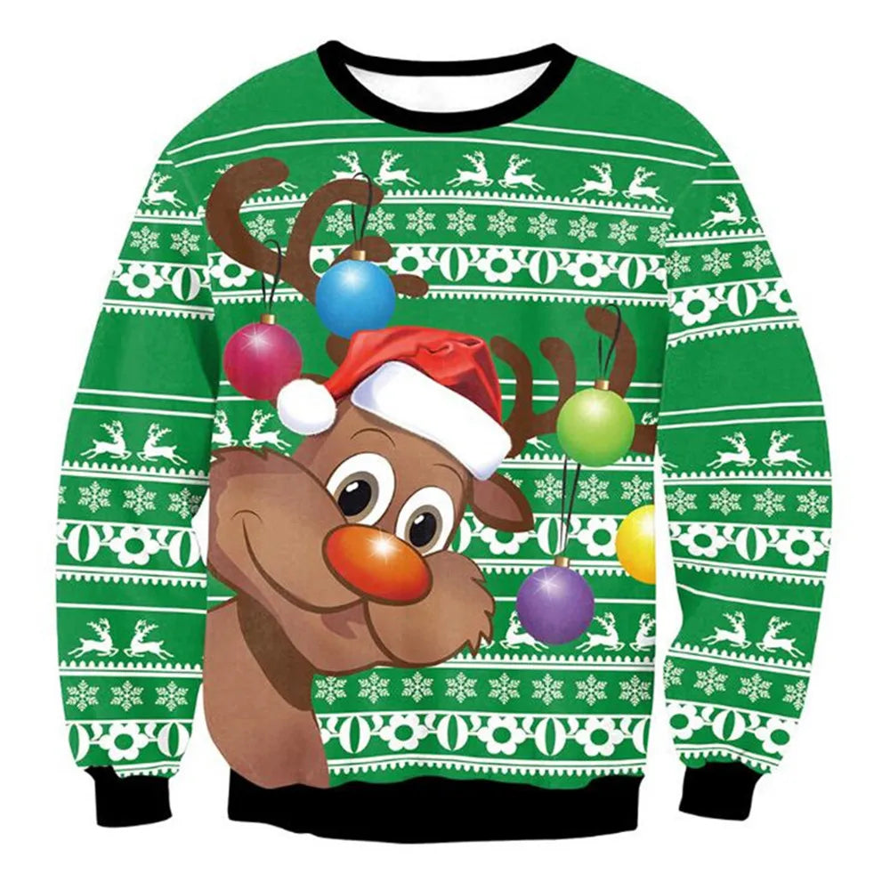 HX Animals Christmas Sweatshirt 3D Graphics Christmas Alpaca Pullovers