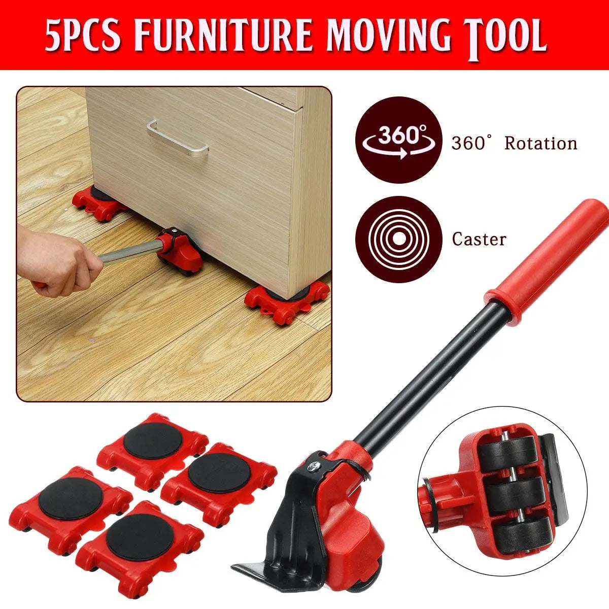 Heavy Duty Furniture Lifter Transport Tool Furniture Mover Set 4 Move Roller