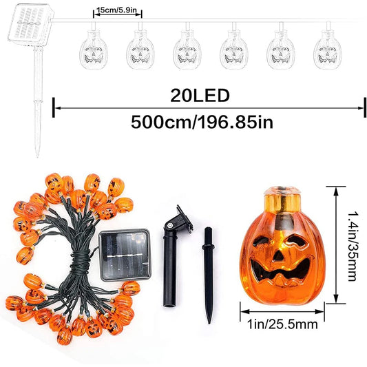 5M 6.5M 7M Solar Pumpkin Light String New Year 2025