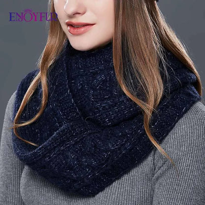 ENJOYFUR Women Winter Scarf Warm Cashmere Knitted Scarf for Girls