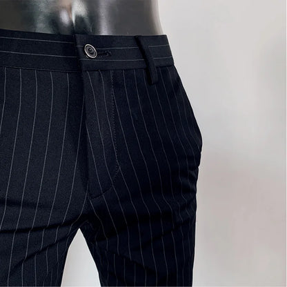 Mens Striped Suit Pants Ankle Trousers New Formal Pants