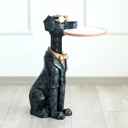 Cute Dog Sculpture  With Tray Holder Home Decor Sculpture Modern Art  Dog Statue