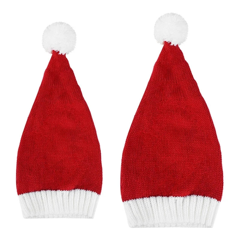 2024 Knitted Christmas Hat Cute Pompom Adult Child Soft Beanie Santa Cap New