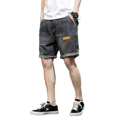 EAEOVNI Summer Denim Shorts Men's Cargo Shorts Korean Stytle Overalls Pants