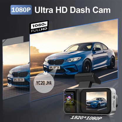 3 Channel Dash Cam for Cars Black Box Camera Car DVR 1080P Video Recorder Rear