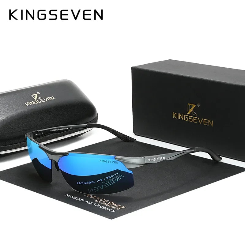 Genuine KINGSEVEN Polarized Men Aluminum Sunglasses Driving Mirror Lens