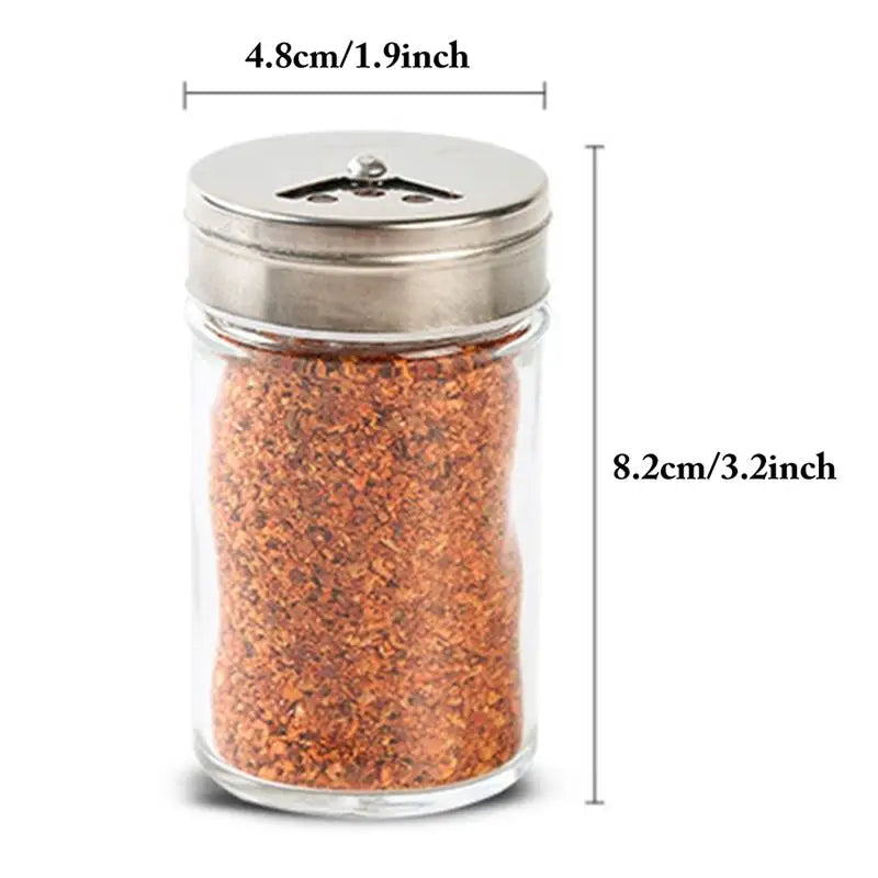 3/6pcs Stainless Steel Lid Condiment Pot Seasoning Bottle Glass Kitchen