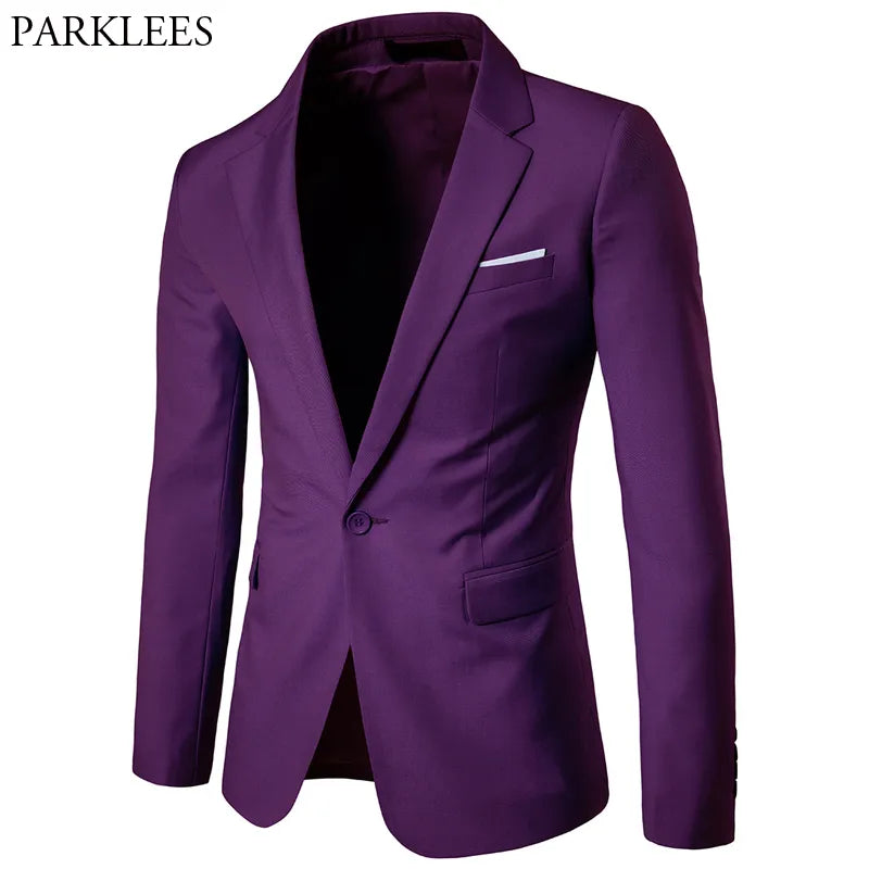 Men's Purple One Button Slim Fit Suit Blazer 2023 Spring