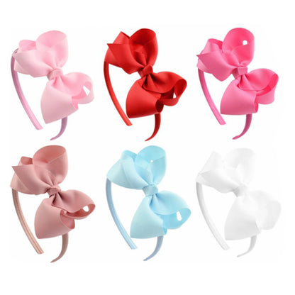 6Pack Hair Bows Plastic Hair Headband Grosgrain Ribbon Headbands Hair Hoops