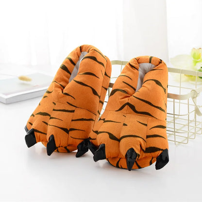 Winter Soft Warm Monster Dinosaur Paw Funny Slippers for Men Women Kids