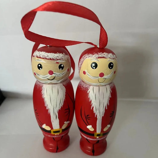 Funny Wooden Santa Doll Creative Handicraft Figurine Wooden Puppet Christmas