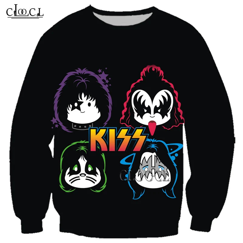 HX Rock Singer KISS Band Sweatshirt 3D Print Men Fashion Casual Long Sleeve