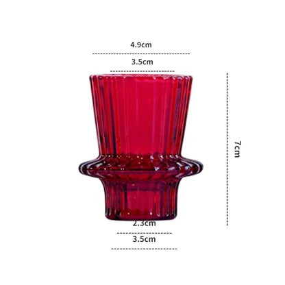 Red Mini Glass Candle Holders Taper Candle Stand Small Tealight Candle Holder