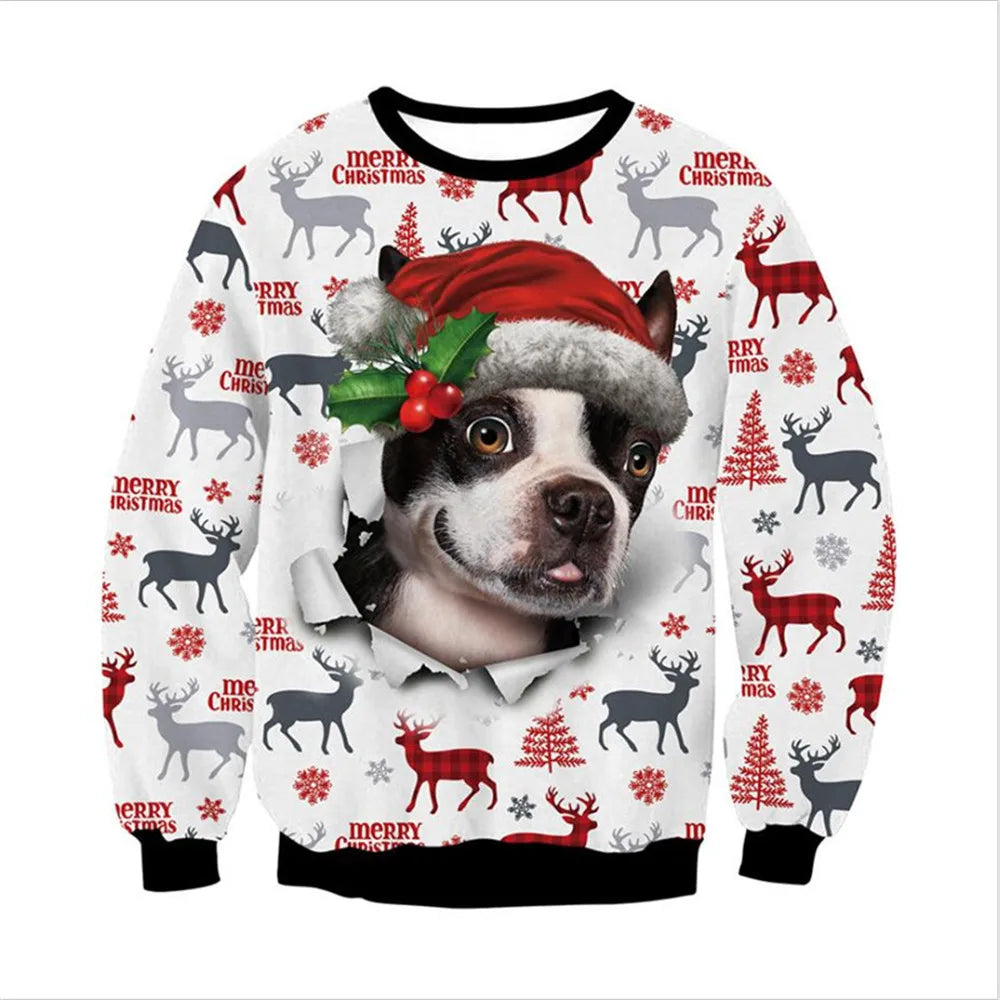 HX Animals Christmas Sweatshirt 3D Graphics Christmas Alpaca Pullovers