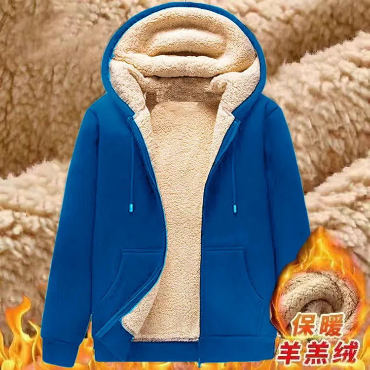 2024 New Winter Men's Hoodies Super Warm Fleece Thicken Zipper