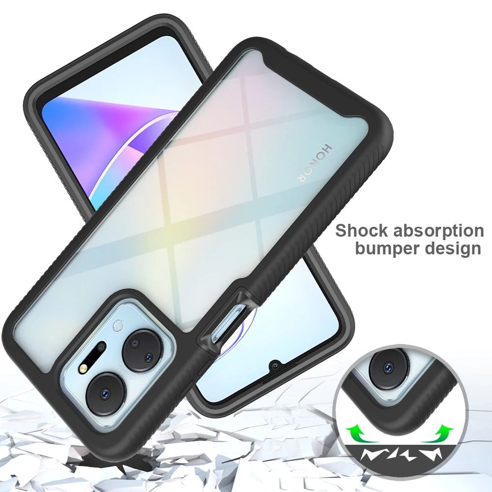 Shockproof Clear Phone Case Built-In Screen Protector TPU Rugged Defender Cover