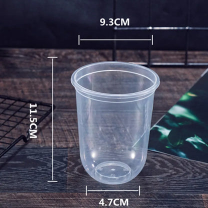 50pcs U Shape Transparent Hard Plastic Cups Disposable Coffee Cup