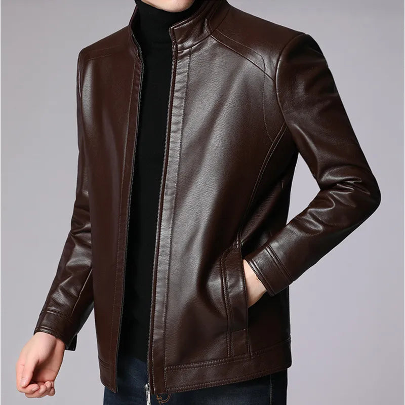 Men Leather Suit Jacket Men Slim Fit Blazer Coat Men Fashion Leather Jacket