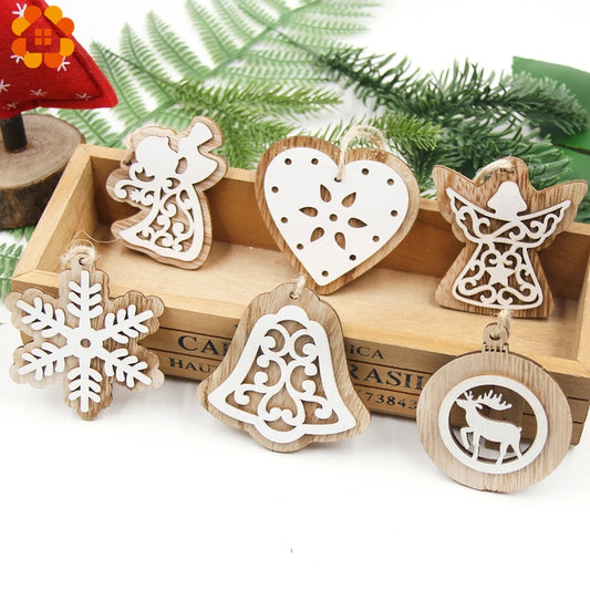 2pcs/Lot DIY Creative Small Hollow Christmas Wooden Ornaments for Home Party