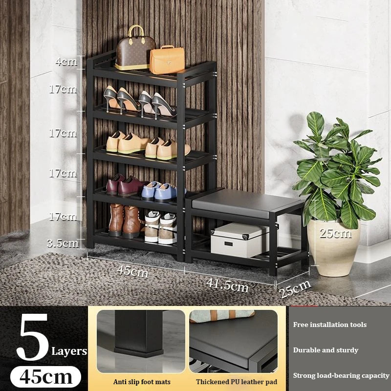 Light Luxury Multi-Layer Shoe Rack Livingroom Entry Hallway Seat Stool Storage