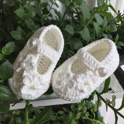 QYFLYXUE Pure Hand-Made Baby Pearl Shoes  Children's Shoes