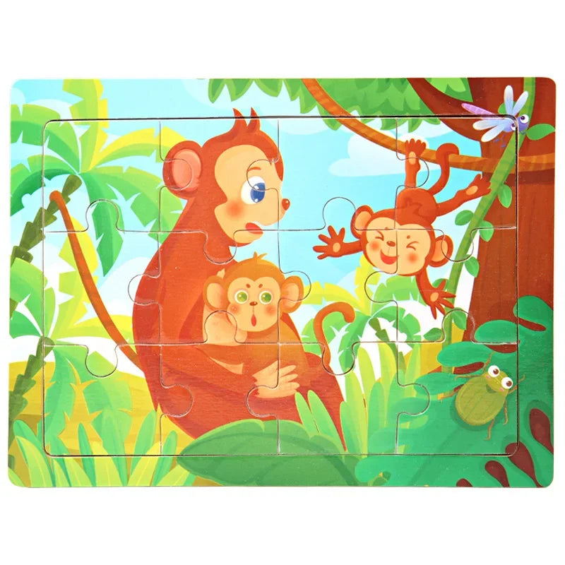 Mini Size 15*10CM Kids Toy Wood Puzzle Wooden 3D Puzzle Jigsaw for Children