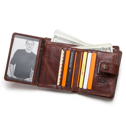 CONTACT'S Genuine Leather RFID Vintage Wallet Men