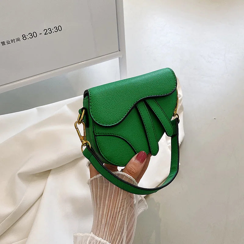 Fashion Women Saddle Bag Small Shoulder Bags 2023 High Quality Solid PU Leather