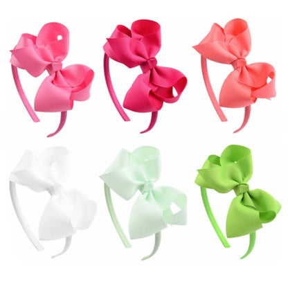 6Pack Hair Bows Plastic Hair Headband Grosgrain Ribbon Headbands Hair Hoops