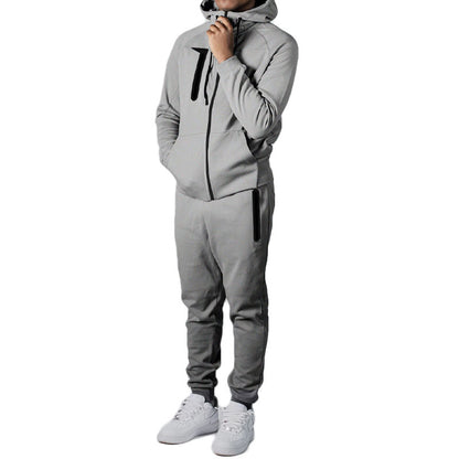 Wholesale Mens Sweat Suits Zips 2 Pieces Hoodie Set Jogging Suit Tech Fleece