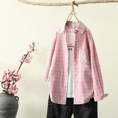 Fashion Women Plaid Shirt Chic Checked Female Casual Print Shirts