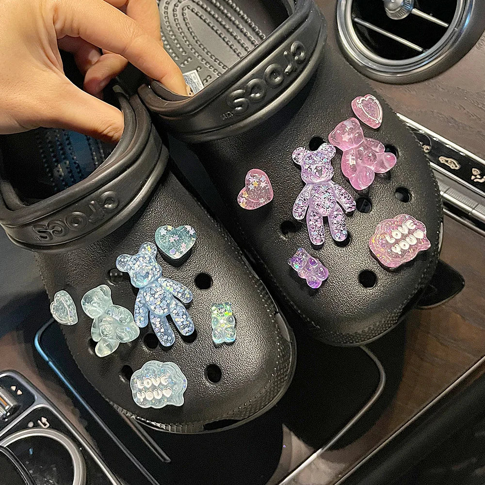 Shiny Bears Chain Croc Charms Designer DIY Quality Anime Sandals Party