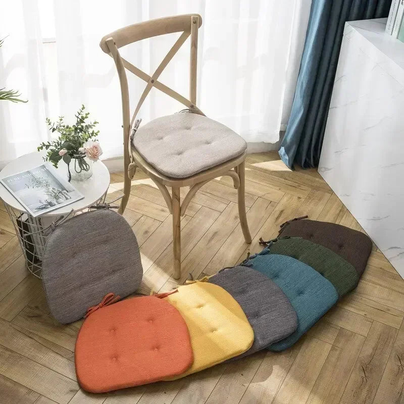 Nordic Multi Color Breathable Chair Cushion With Straps Dining Room Seat