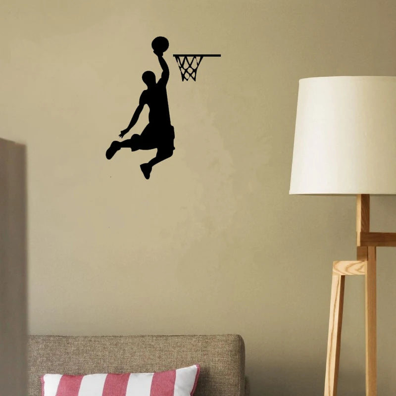 Cartoon Basketball Player Dunk Wall Sticker for Home Decorative