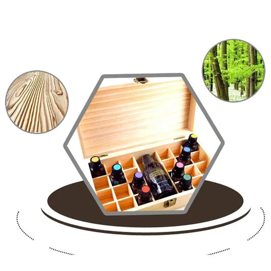 Essential Oil Storage Wooden Box 25 Compartment Storage Box 15ML 241