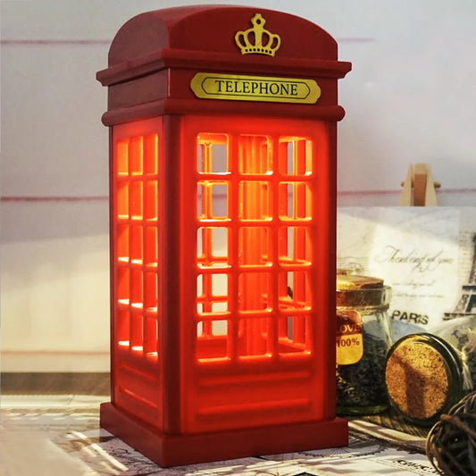 2025 Portable Retro London Telephone Booth  USB Home Bedroom New Year Decor